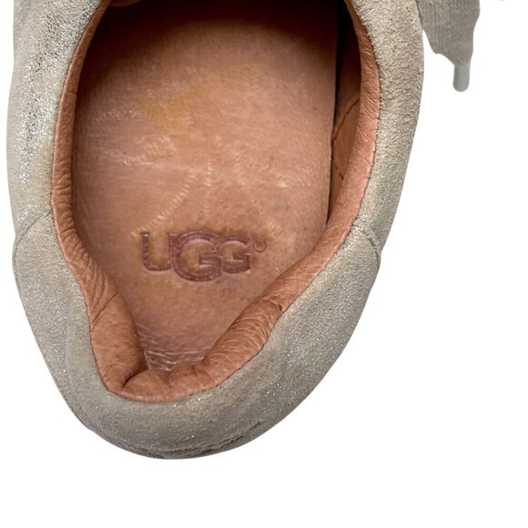UGG Suede MILO Stardust Silver Lace-up Low-Top Sneaker Women's Size 7 Streetwear - Picture 3 of 13